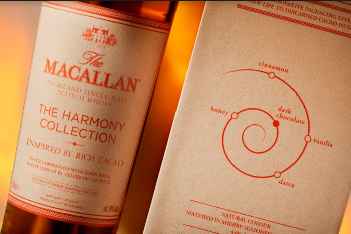 The Macallan Harmony Collection Rich Cacao single malt Scotch whisky sustainable chocloate packaging buy find price tasting flavor notes