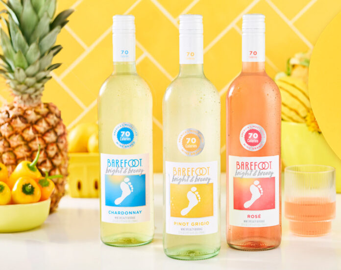 Barefoot Wine Bright & Breezy lower-calorie wines wine and lowcal low-cal low cal calorie less calories rose chardonnay pino grigio