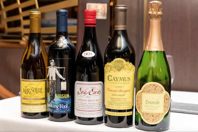 bottles of Caymus Vineyards wines