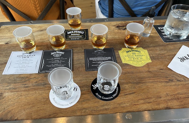 tasting mat at the Jack Daniel Distillery