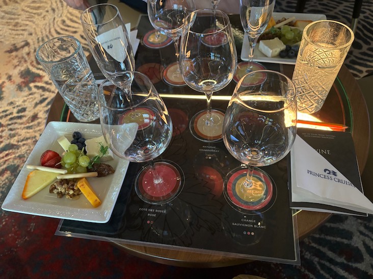 wine tasting mat and glasses for Princess Cruises tasting