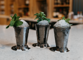 Three mint julep drinks