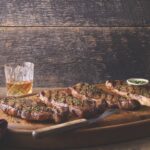 Double Char Steak with two bourbon drinks