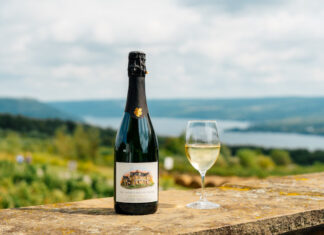 Visiting A Finger Lakes Wine Pioneer Dr. Konstantin Frank wind bottle and glass