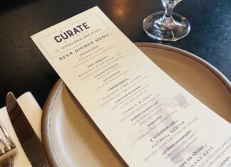 Beer pairing dinner menu from Curate restaurant