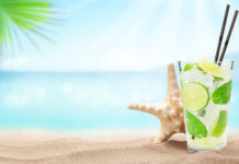 Caribbean Cocktail Tour Launching in January Fresh cold cocktail on tropical beach