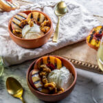 Grilled Peaches with Ice Cream and Honey Walnuts